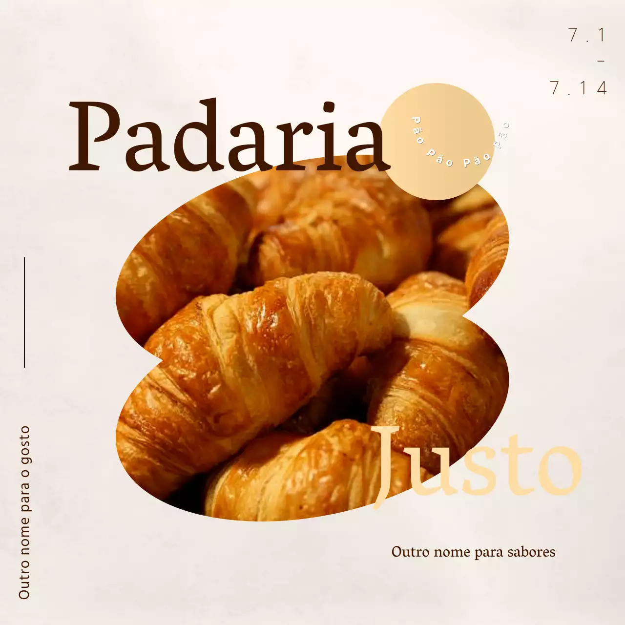 Imagem promocional de uma feira de panificação bege e sentimental