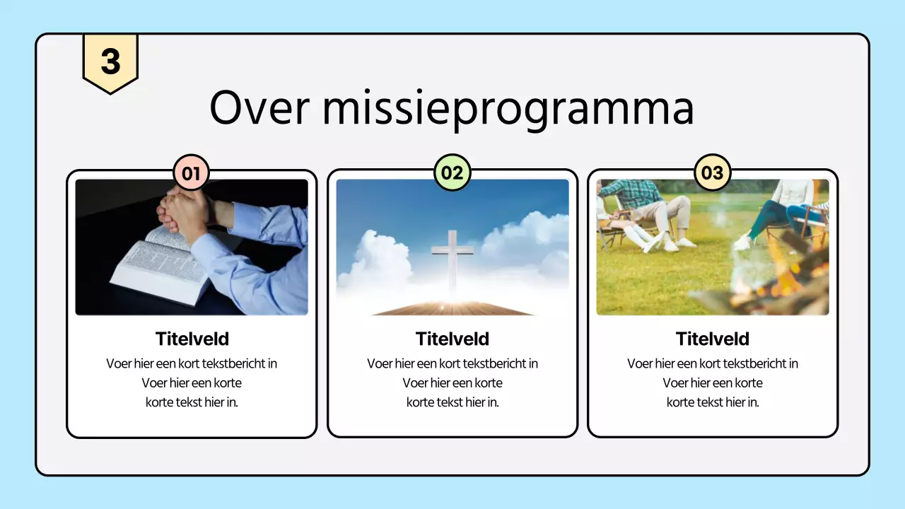 Een strakke, pastelkleurige kerkzomermissiebrochure