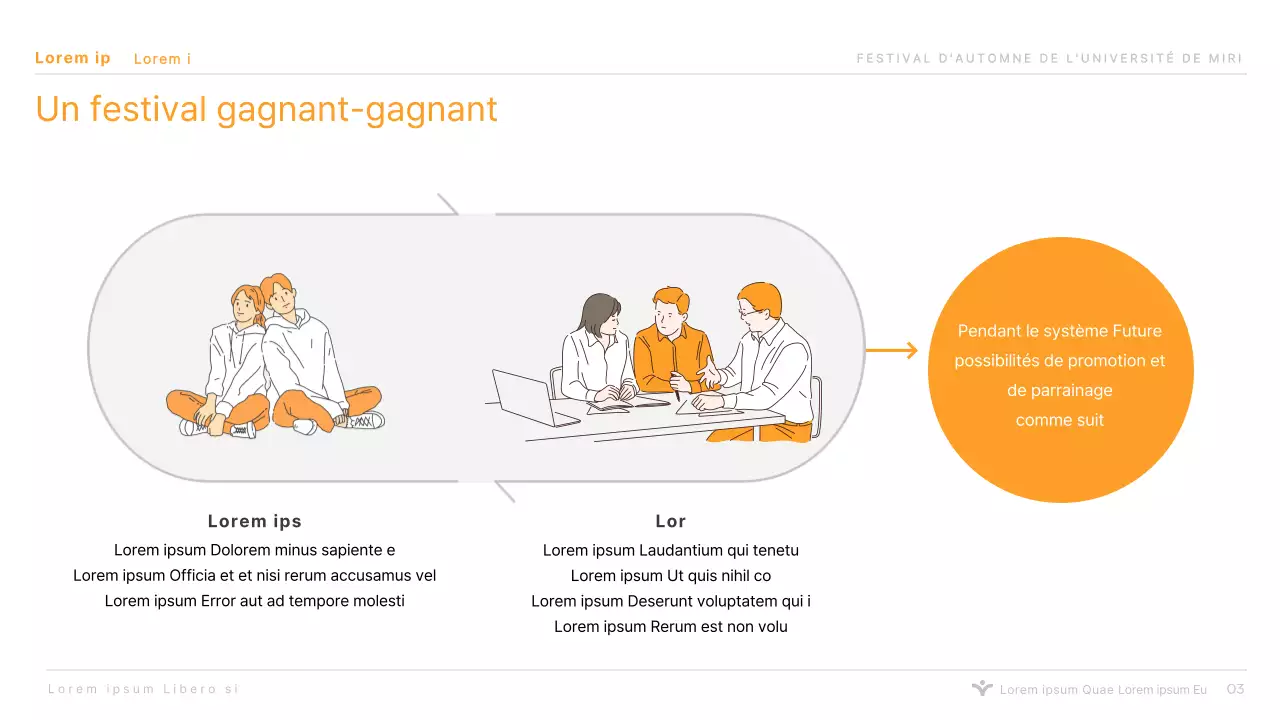 Présentation simple du parrainage d'un festival universitaire orange pour les écoles supérieures et les universités