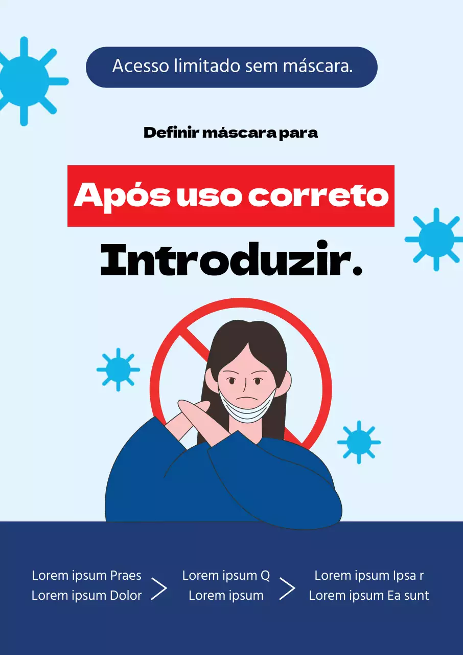 Azul Vermelho Ilustração Corona Máscara Prevenção