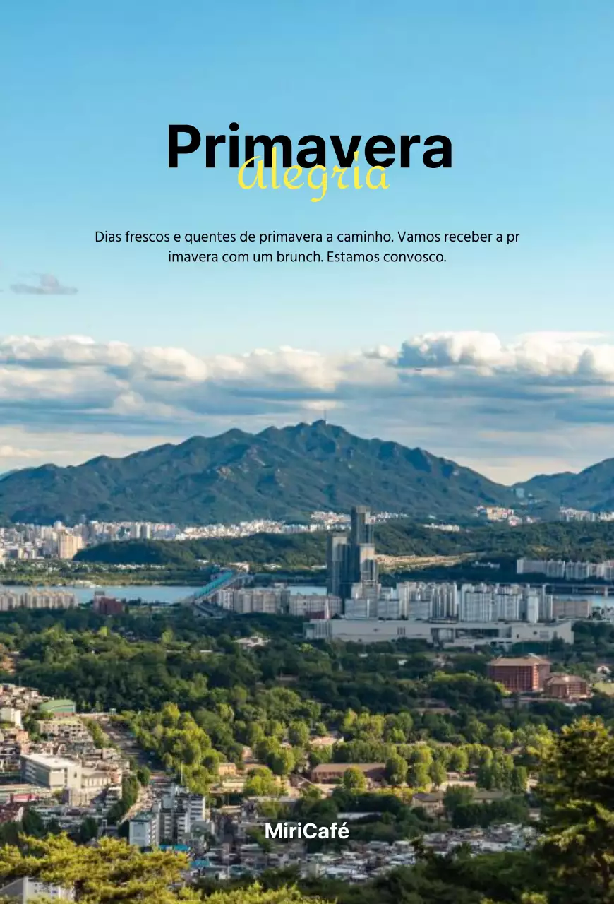 Uma fotografia de uma paisagem primaveril limpa a azul e preto