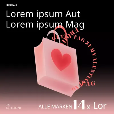 Valentinstag-Ausverkauf in schwarzem Trend-Einkaufszentrum Instagram-Feed