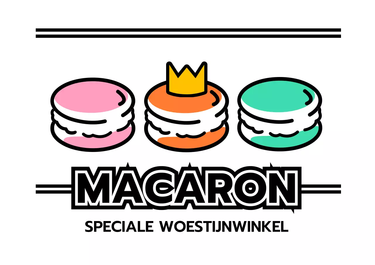 Promoot een dessertwinkel met een illustratie van bitterkoekjes in zwart en accentkleuren