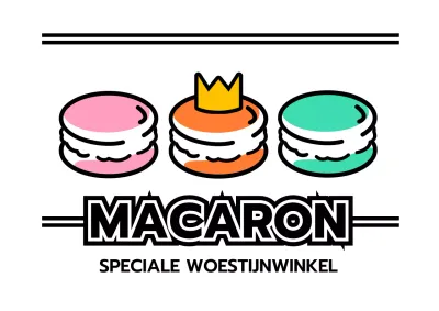 Promoot een dessertwinkel met een illustratie van bitterkoekjes in zwart en accentkleuren