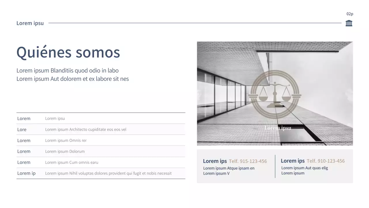 Propuesta de licitación de un bufete de abogados limpio en azul y beige (PPT)