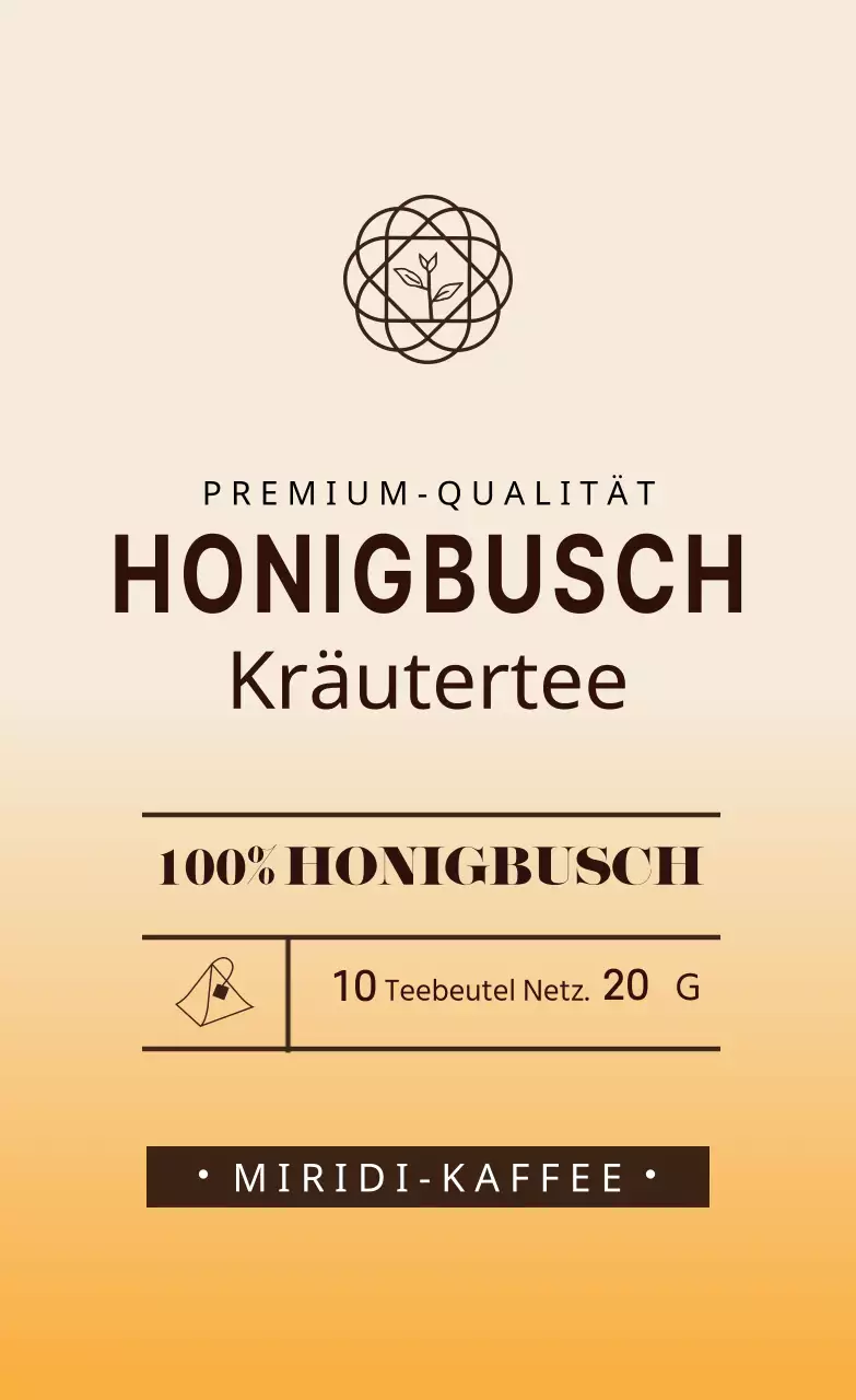 Gelbes illustriertes Café-Honig-Tee-Etikett