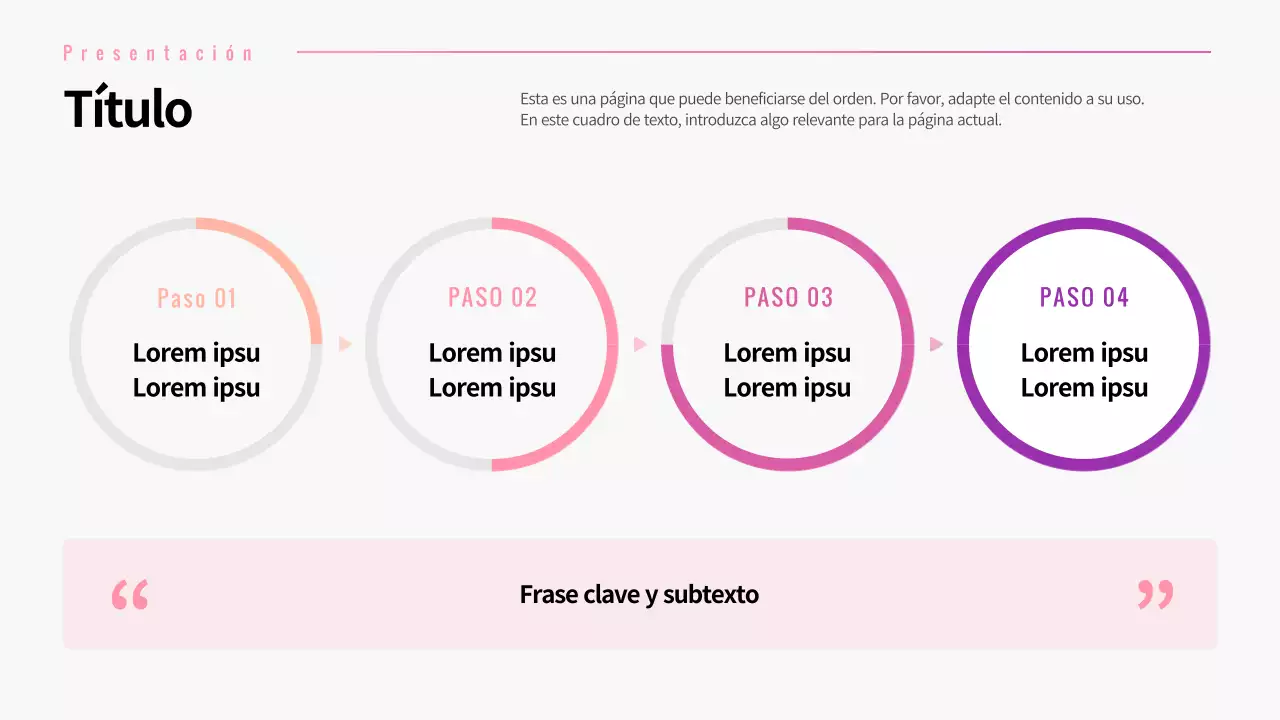 Gráfico circular con degradado rosa