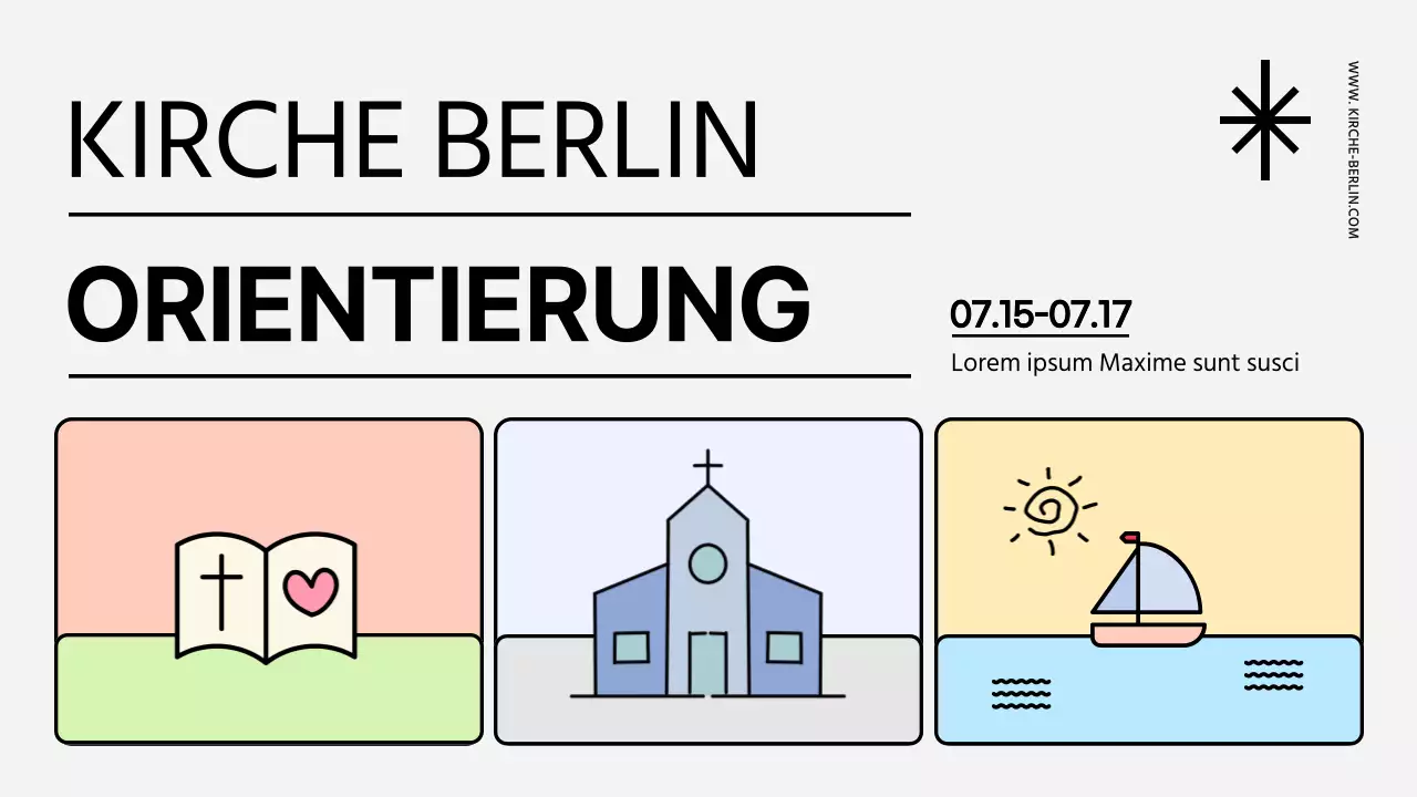 Eine saubere, pastellfarbene Sommermissionsbroschüre der Kirche