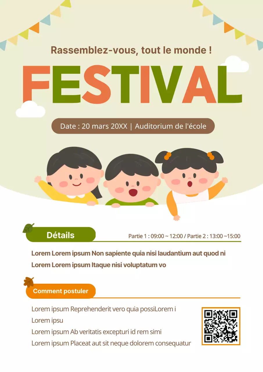 Guide d'un mignon festival de concepts illustrés orange et vert