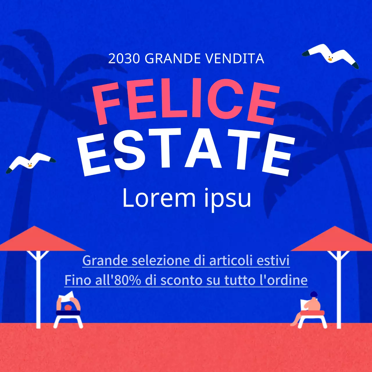 Promuovere una simpatica vendita estiva in blu e rosa