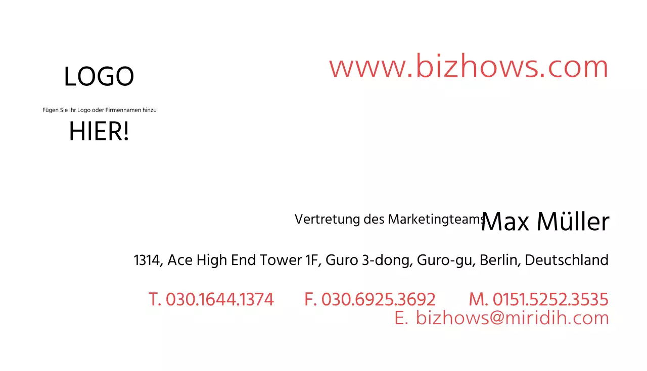 Horizontale Visitenkarten