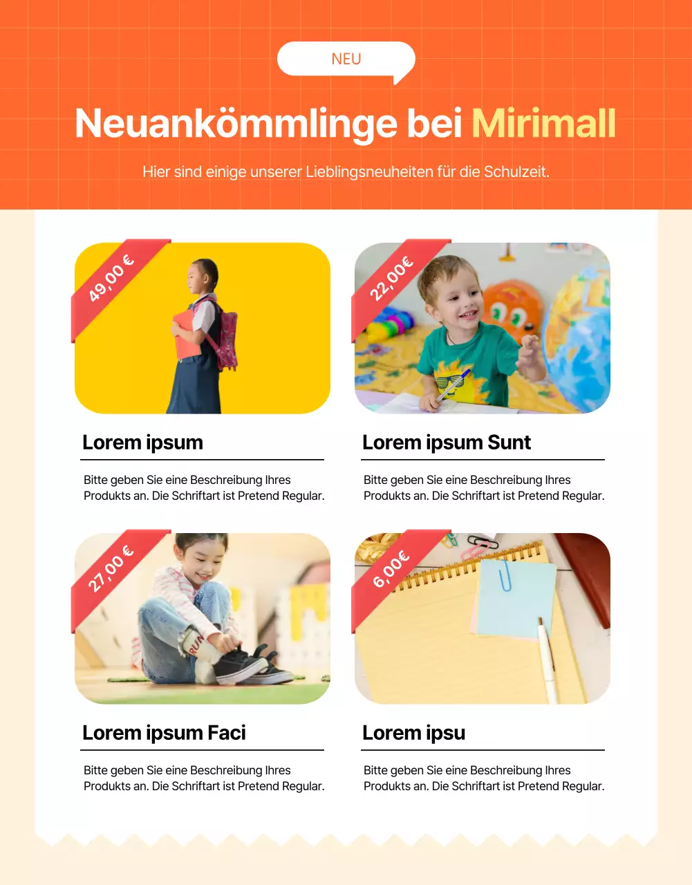 Orangefarbene, kitschige Illustration passend zur Leistung