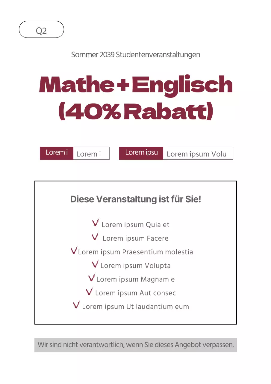 Ein einfacher, weißer Flyer, der für eine Rabattaktion in einem Nachhilfezentrum wirbt