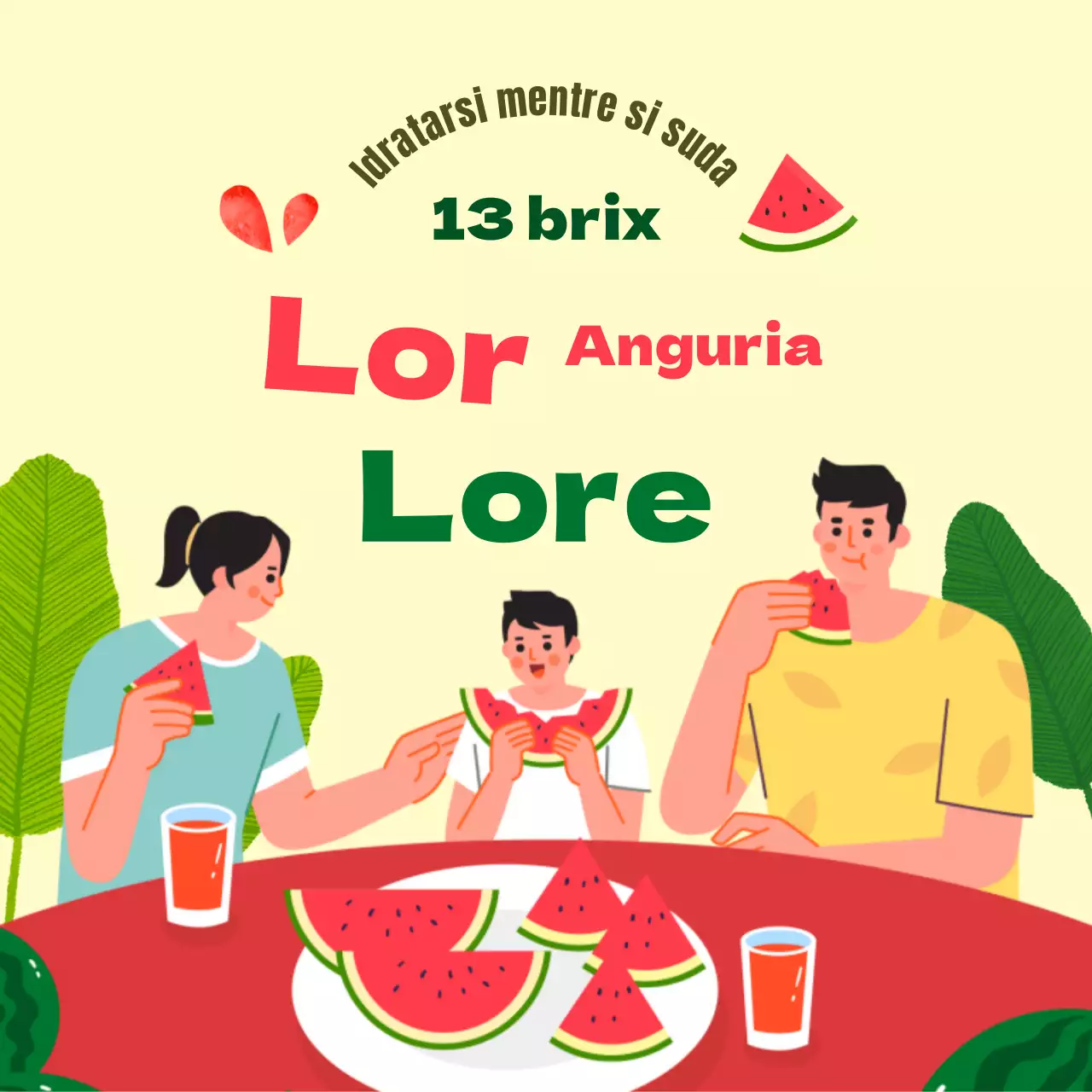 Disegno promozionale dell'anguria verde-rossa ad alto contenuto di zucchero