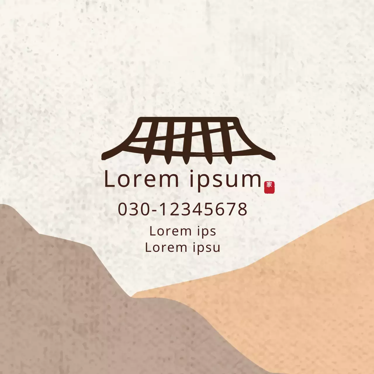 Werben Sie für Ihr koreanisches Lebensmittelgeschäft mit braun-orangenen Illustrationen