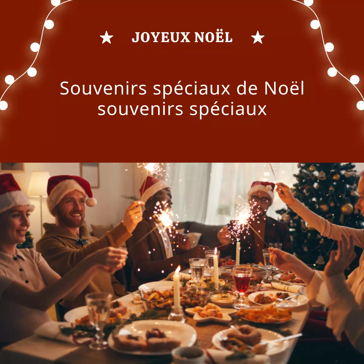 Simple Christmas lights in red and a party concept image post