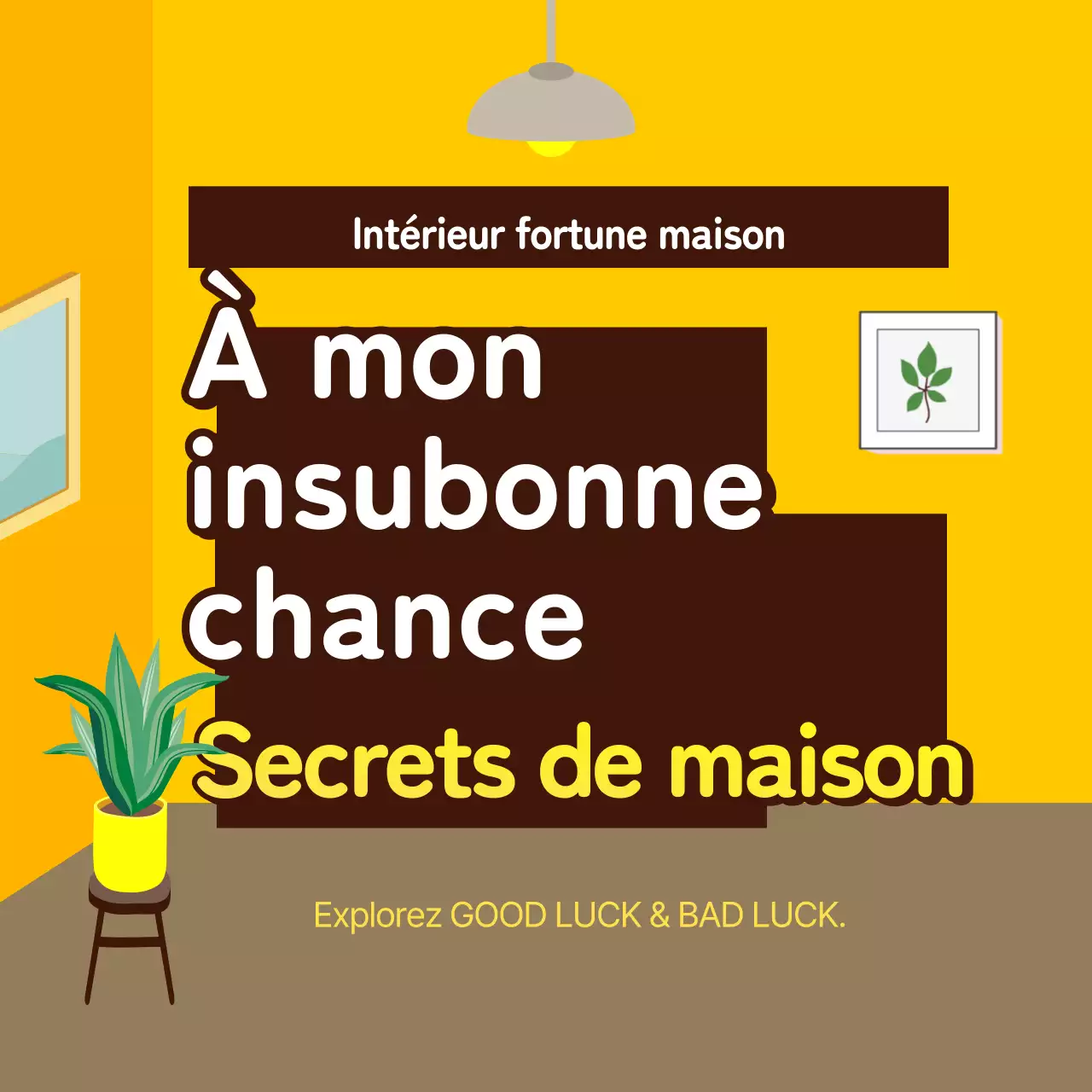 Intérieur Feng Shui illustré en jaune et marron