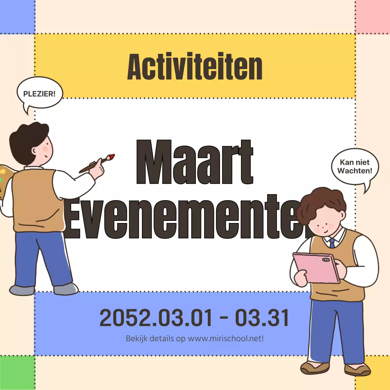 Informatie over geel-blauwe leuke schoolevenementen