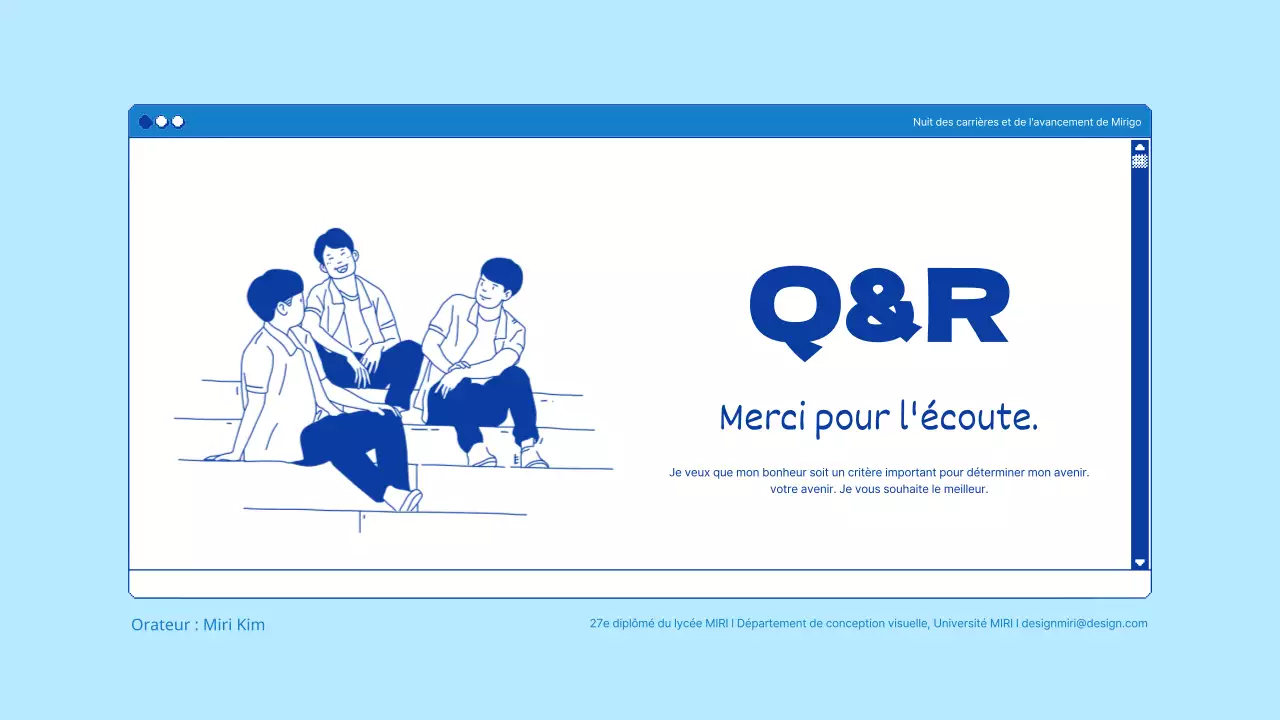 Présentations universitaires dans un thème de navigation bleu