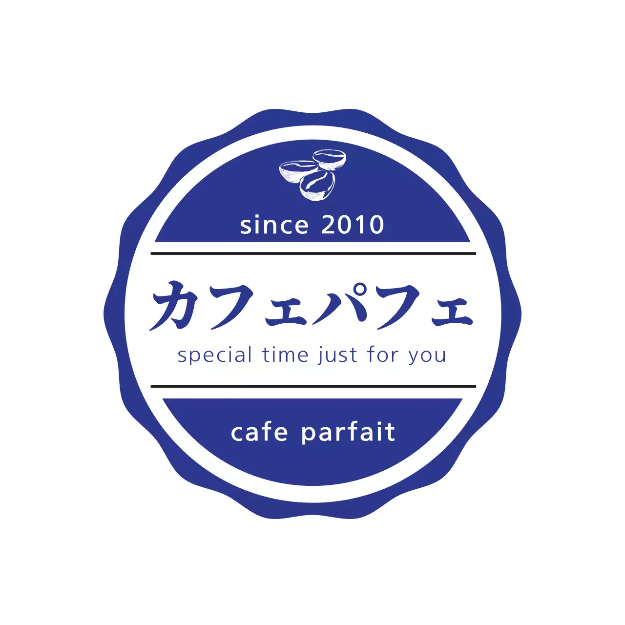 青 シンプル カフェ ロゴ