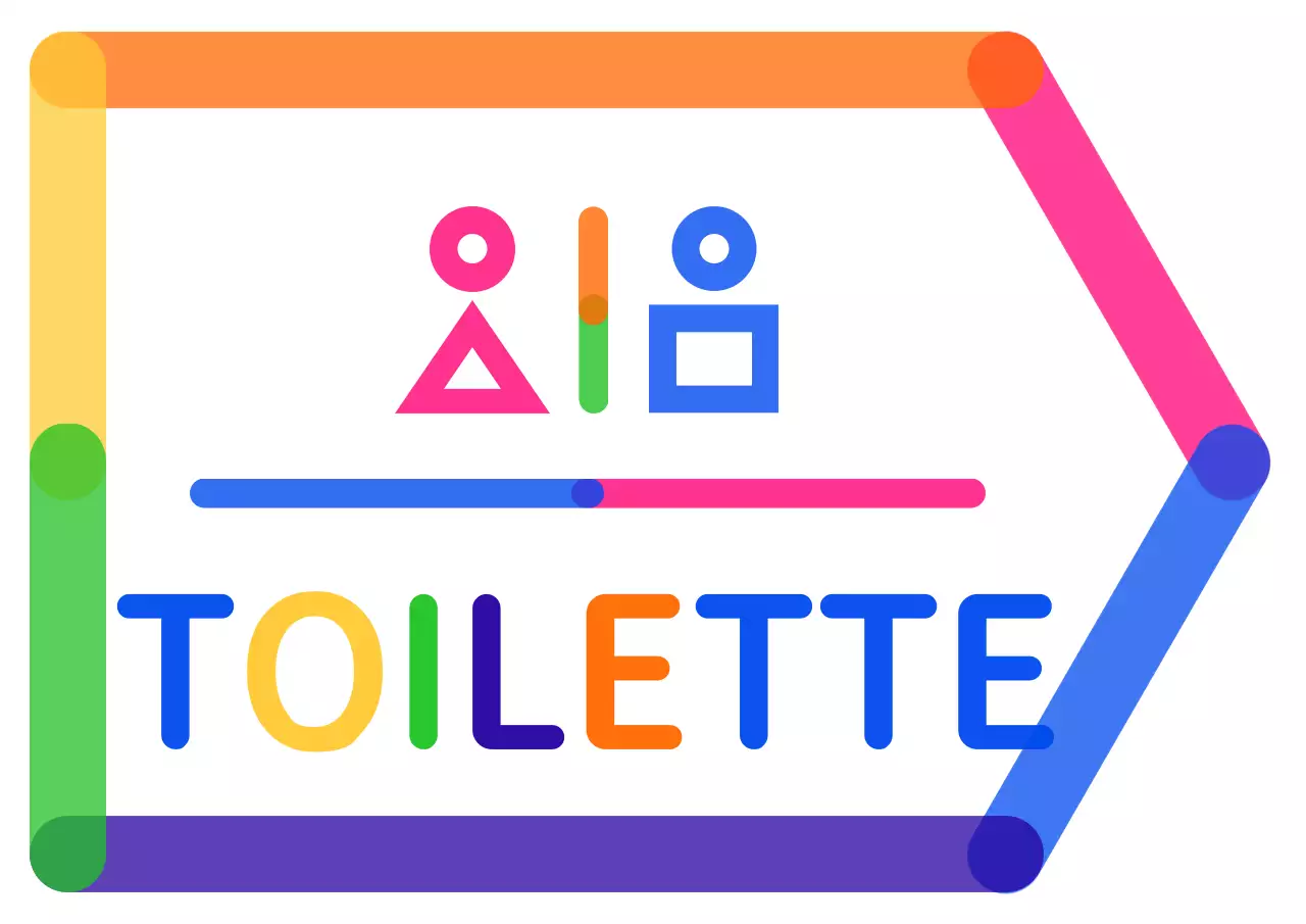 Bunte, niedliche Toilettenpiktogramme im Icon-Stil