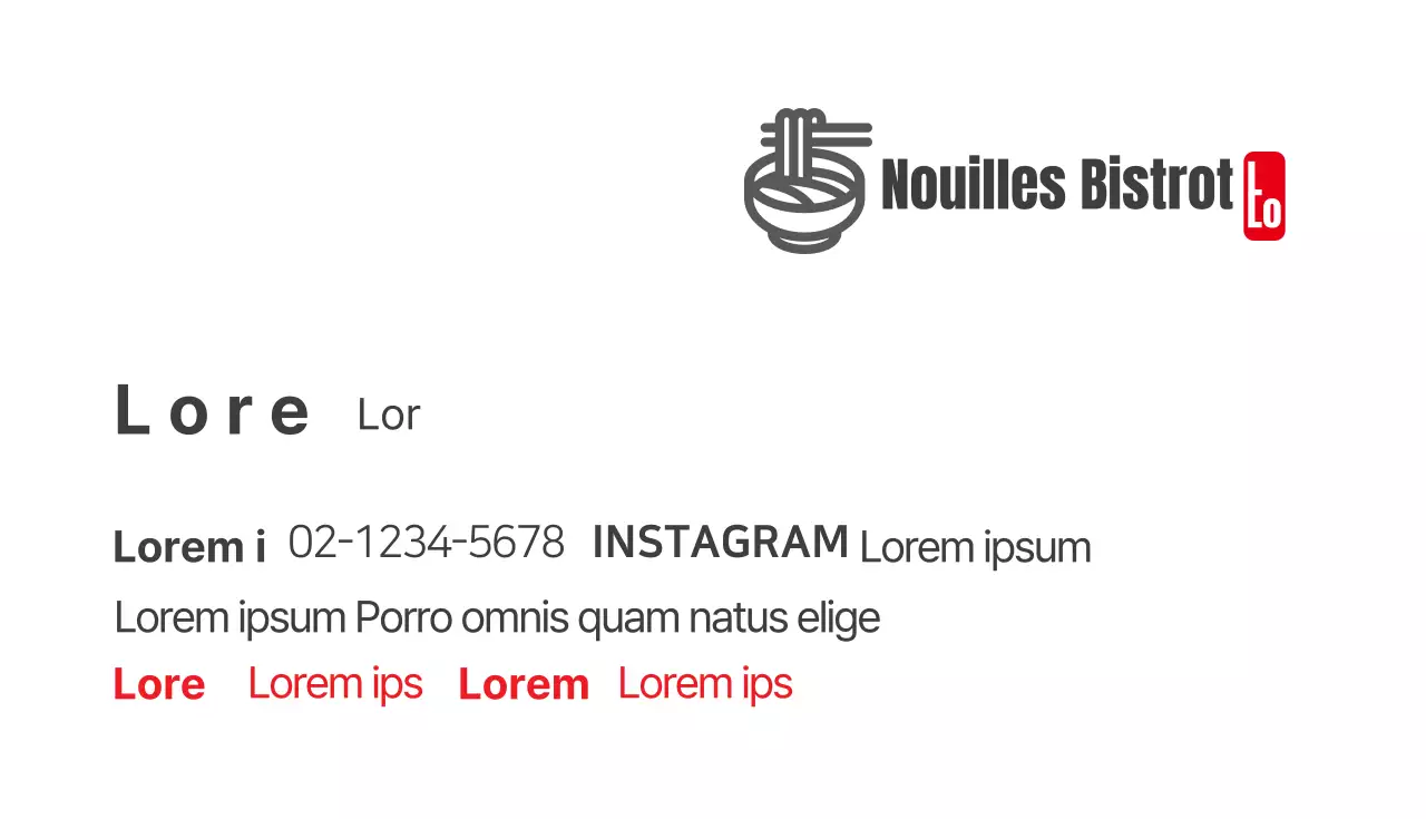 gris rouge illustration logo nouille carte de visite