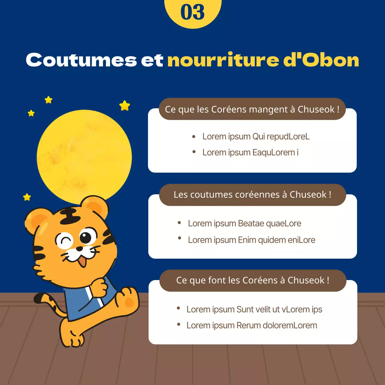 Une histoire inattendue de Chuseok avec un concept d'illustration mignon en bleu marine et marron