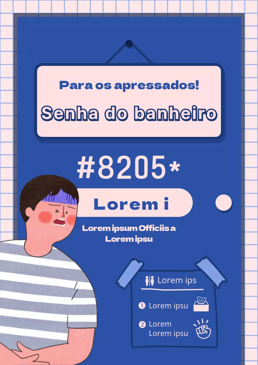 Conceito de porta azul ilustração instruções da palavra-passe da casa de banho