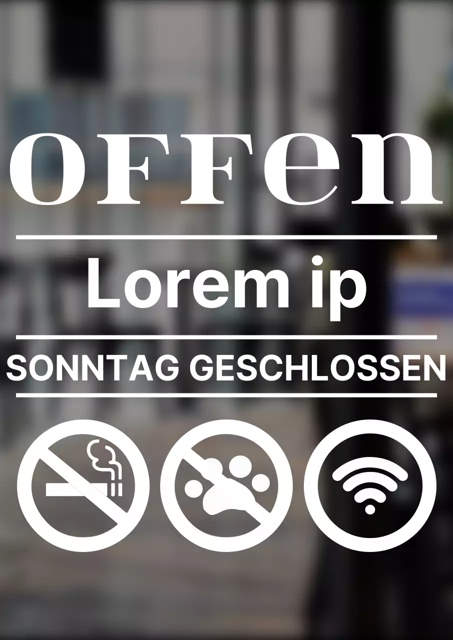 Öffnungszeiten und Beschilderung des Cafés