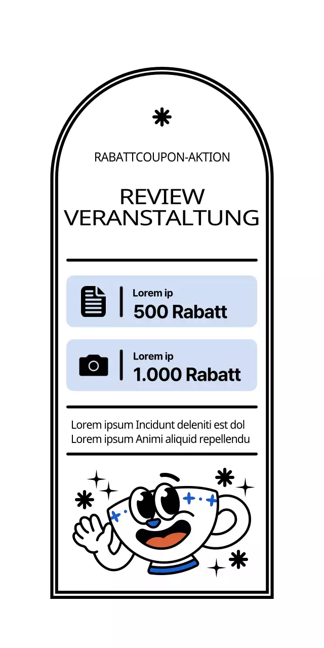 Cute und Hip-Kaffeebecher in weiß und hellblau schwarzen Charakter-Stil Überprüfung Veranstaltung Ankündigung