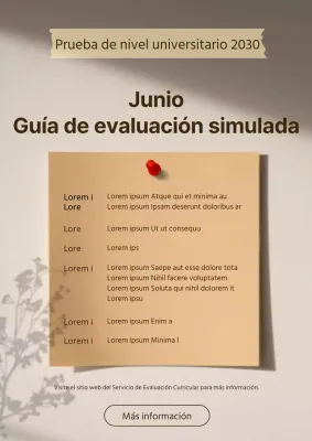 Guía de evaluaciones simuladas en tonos beige y marrón