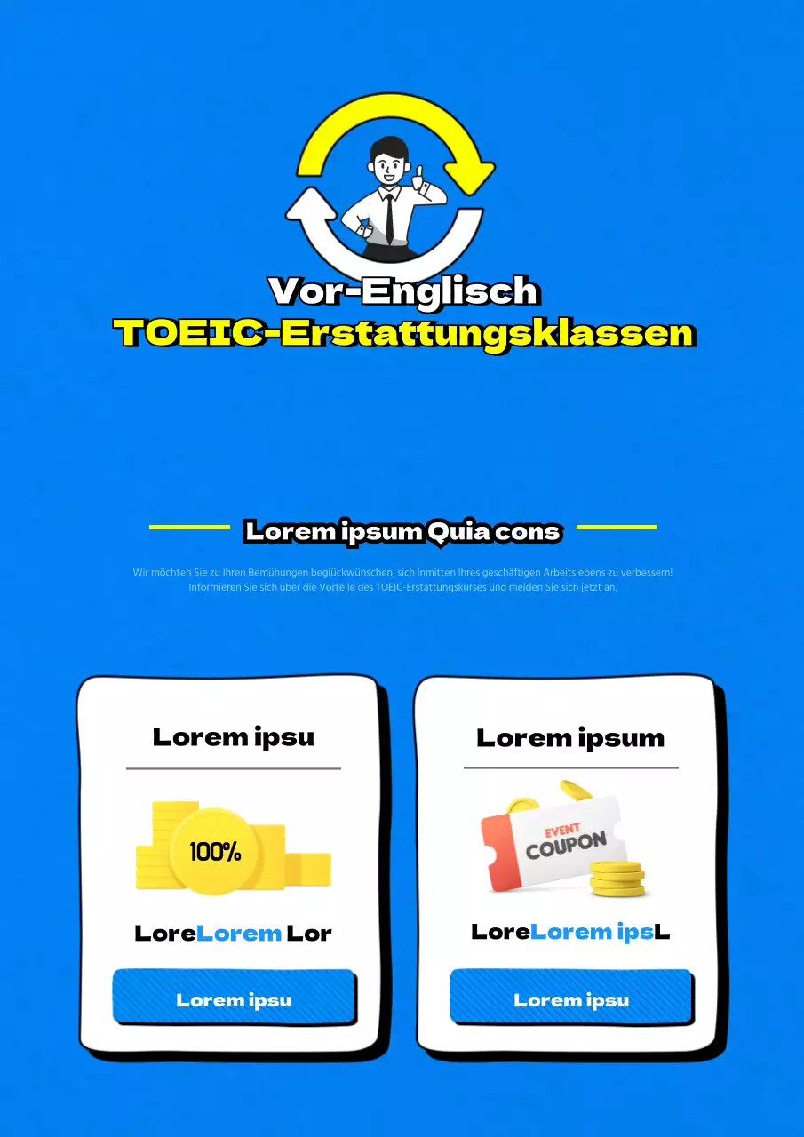 Werbung für die Sommerveranstaltung an der blauen und sauberen TOEIC-Schule