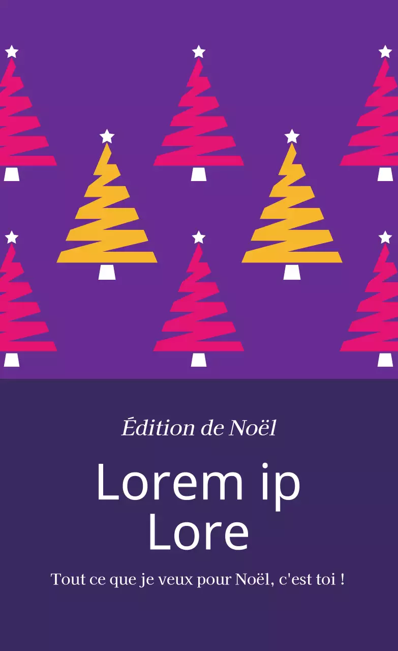 Étiquettes de cadeaux de Noël avec motif d'arbre violet, rose et jaune