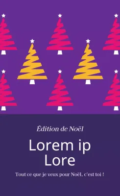 Étiquettes de cadeaux de Noël avec motif d'arbre violet, rose et jaune