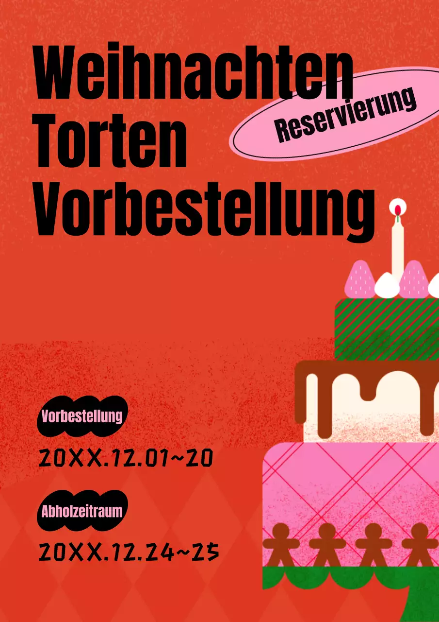 Vintage-Weihnachtstorte mit rotem Hintergrund Voranmeldung