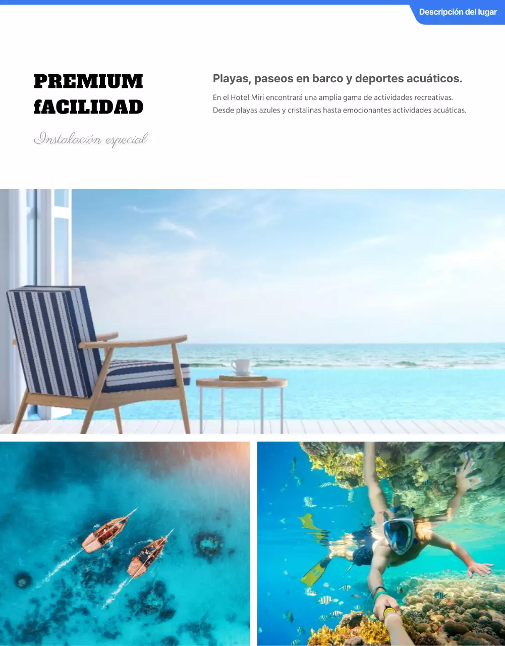 Detalles de los hoteles en azul