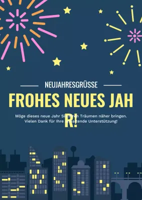 city scape neujahrsgrußkarte