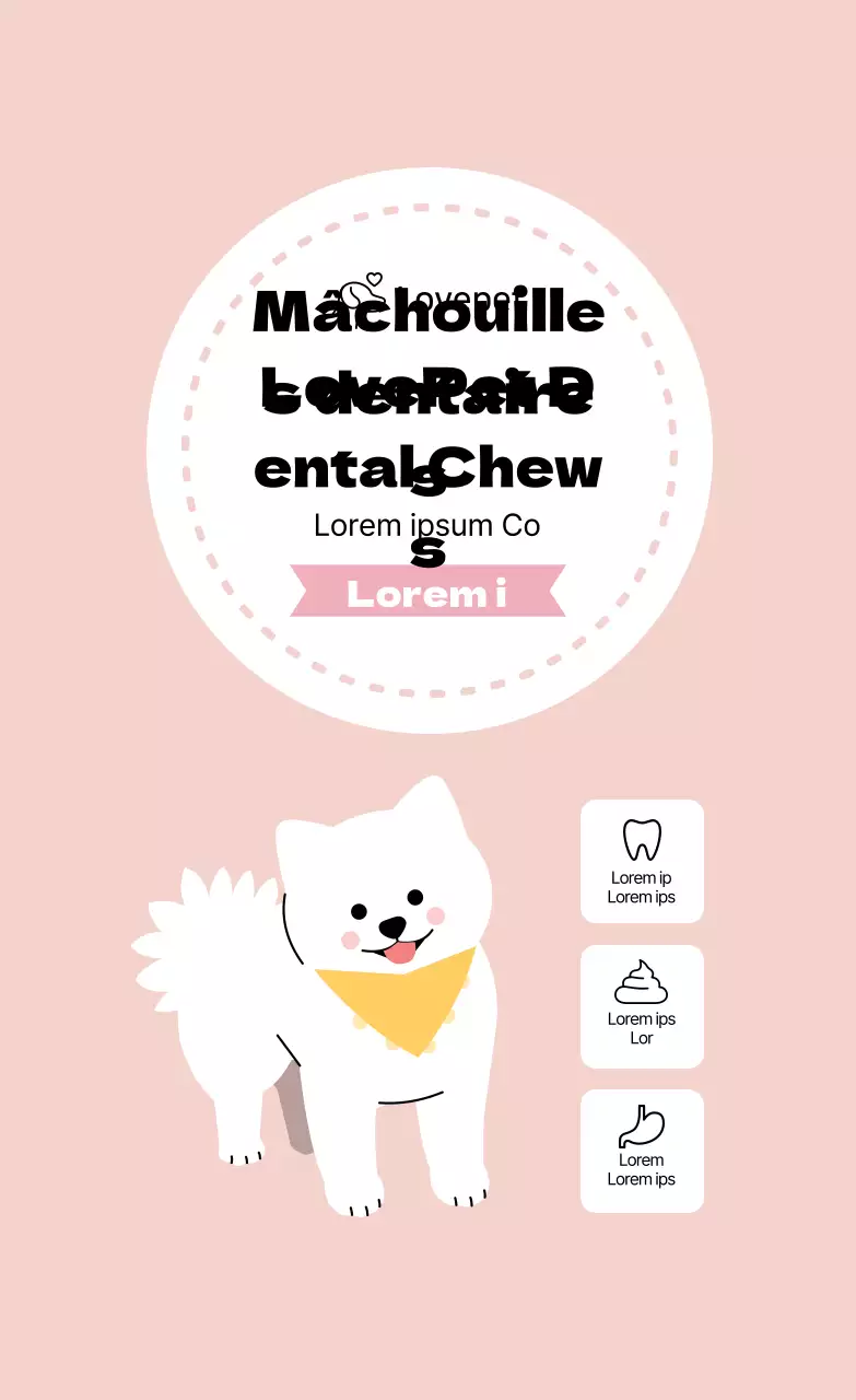 Etiquette illustrée rose pour chewing-gum dentaire