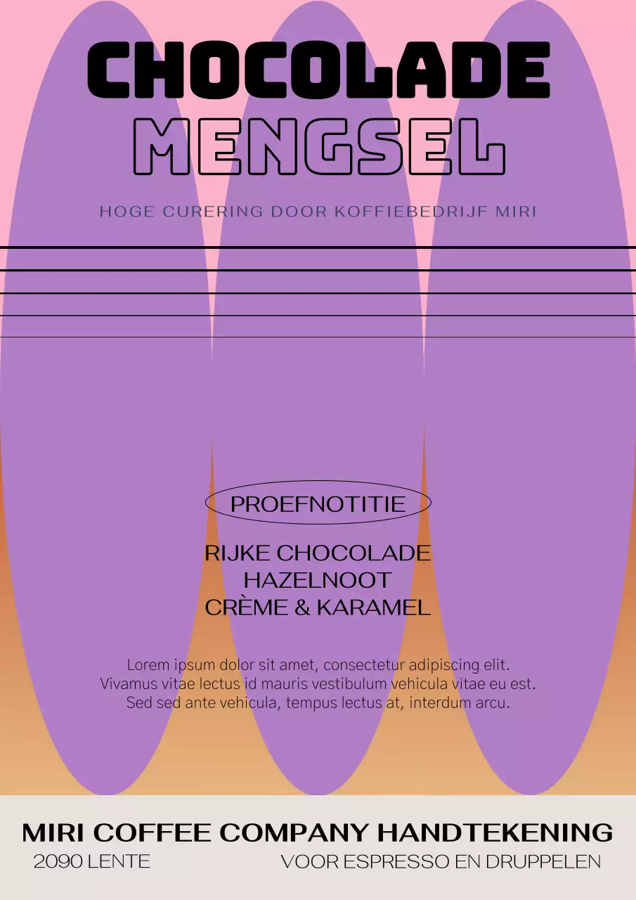 Grafische koffiebonen in mauve