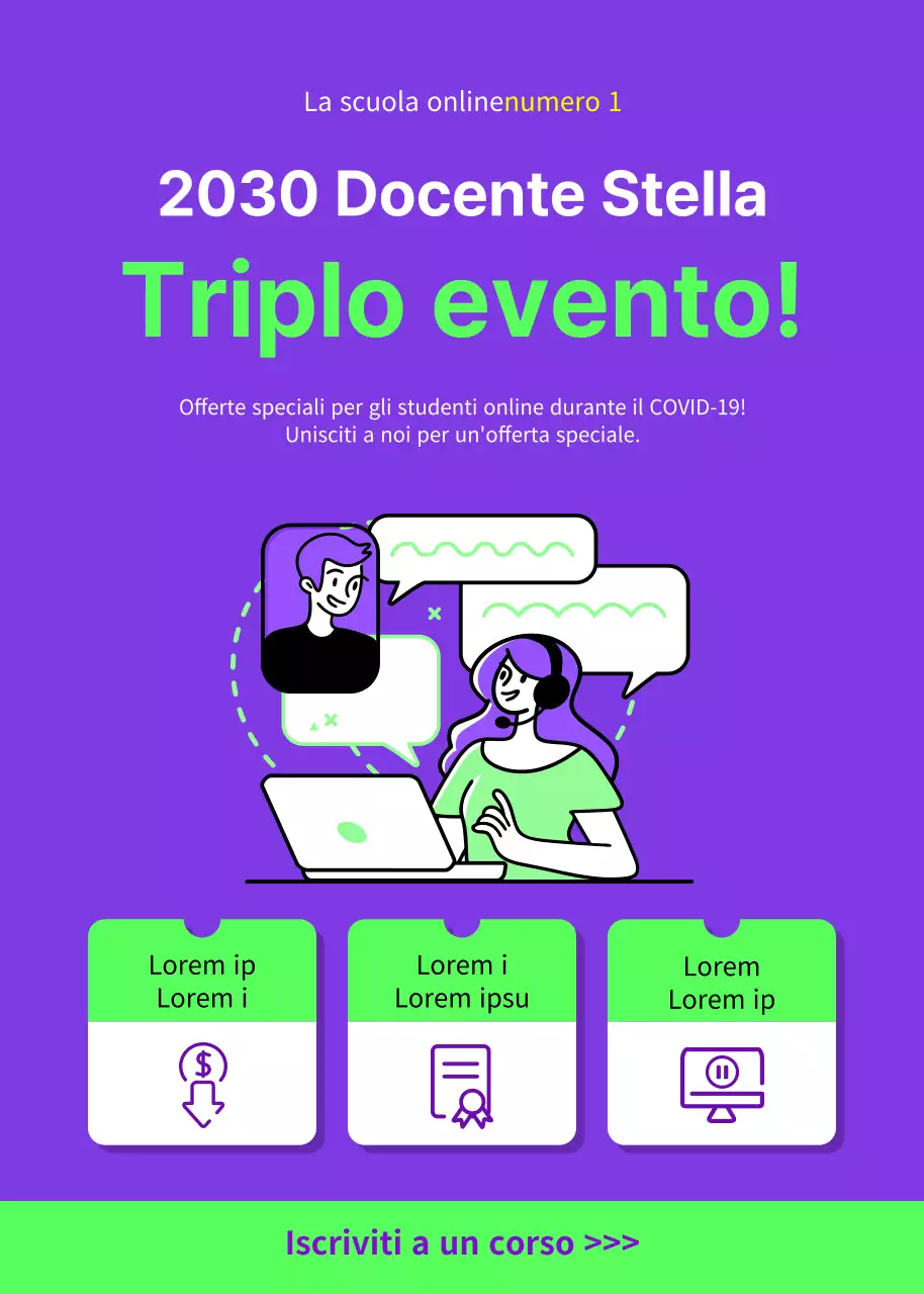 Sconti per i corsi in viola-verde