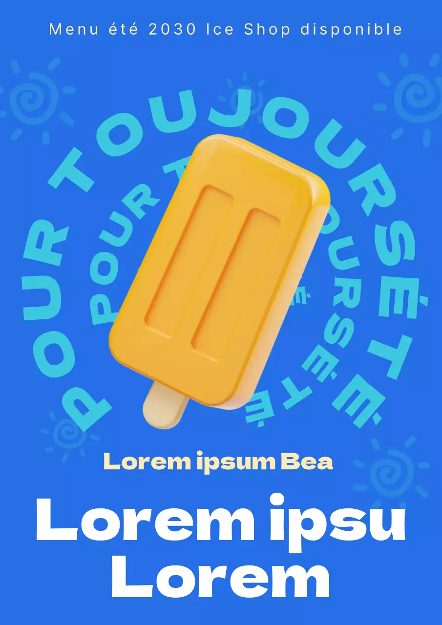 Promouvoir un nouveau menu de crèmes glacées avec une palette de couleurs bleues.