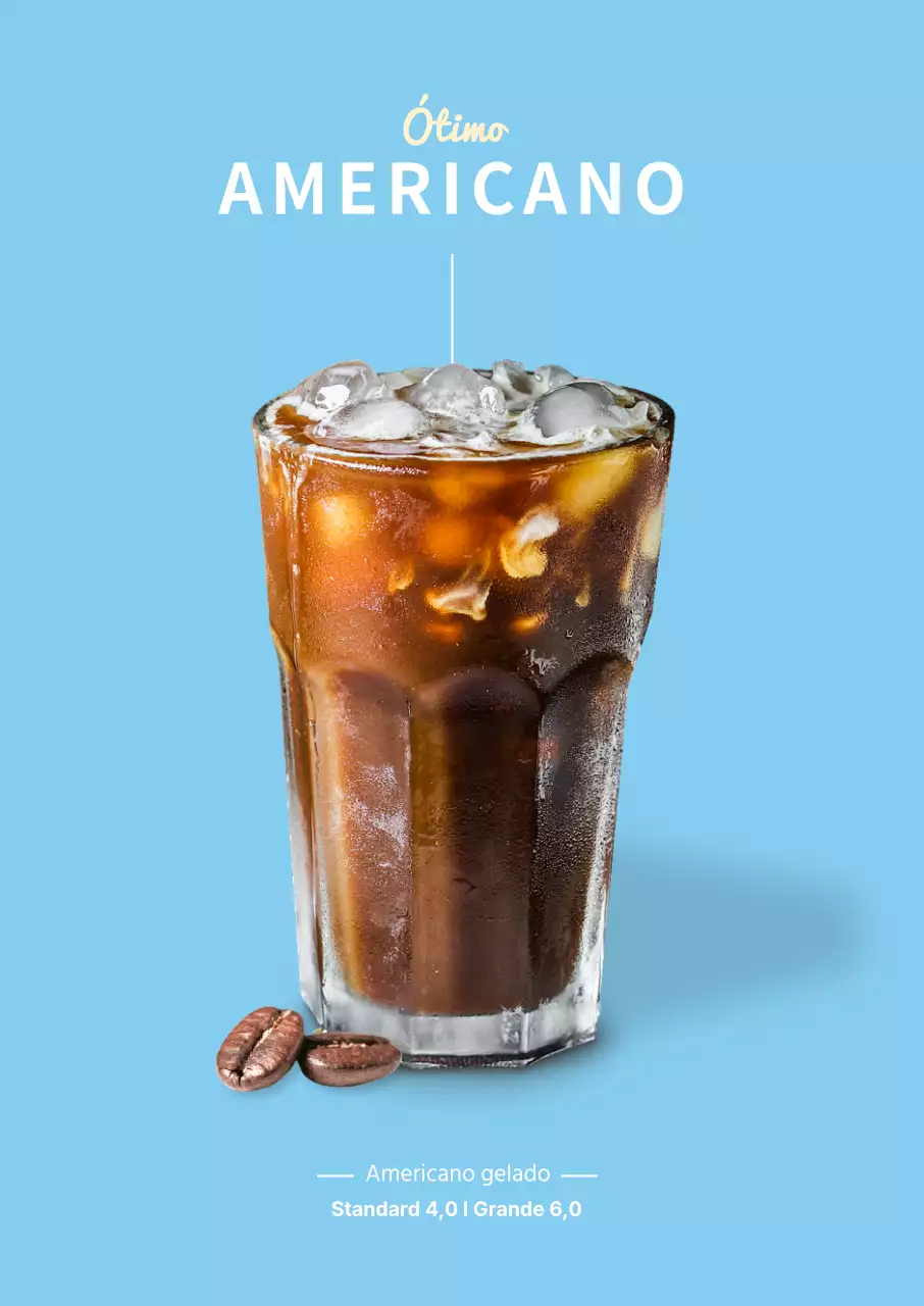 Cartaz azul claro simples para um café Americano