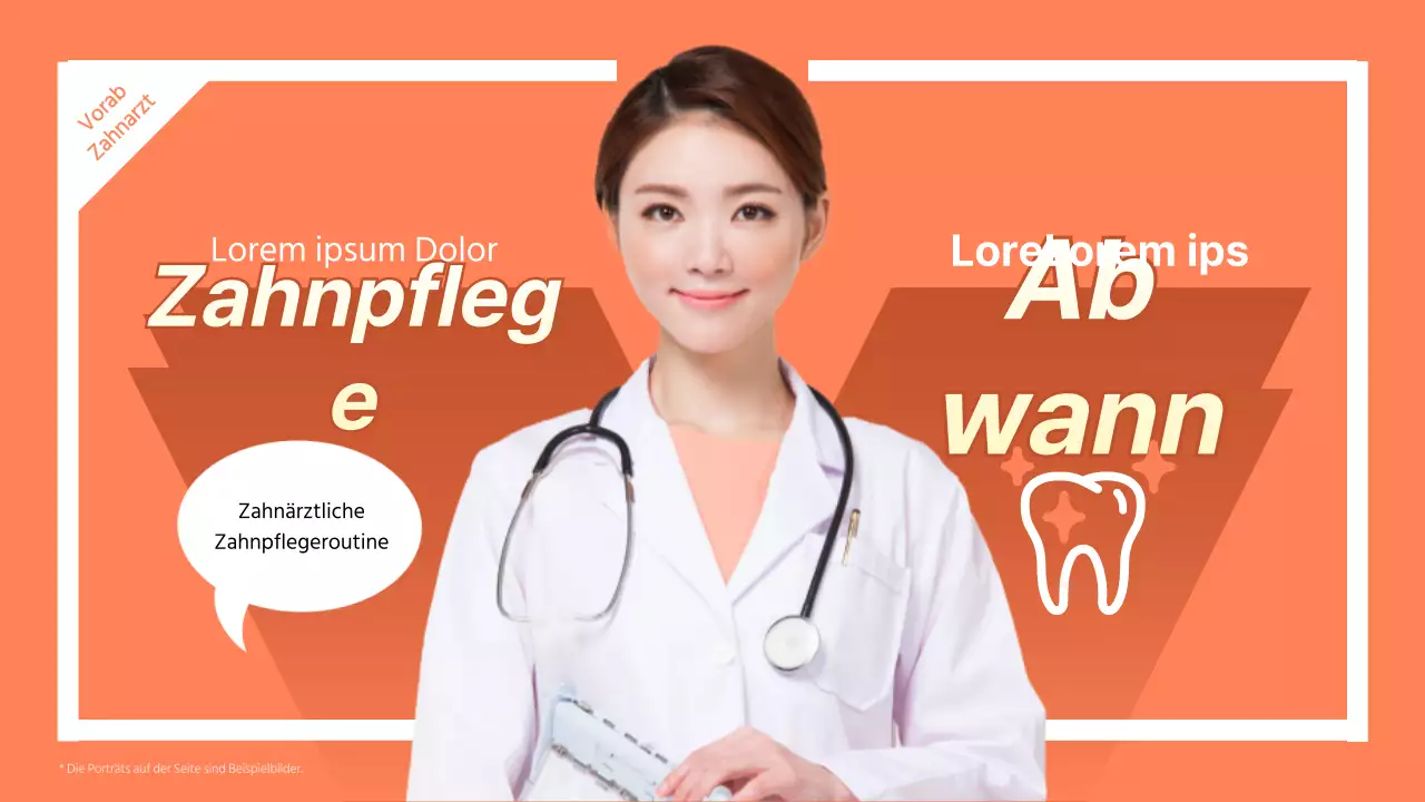 Informationen zur Zahnpflege vom Zahnarzt in Orange und Weiß