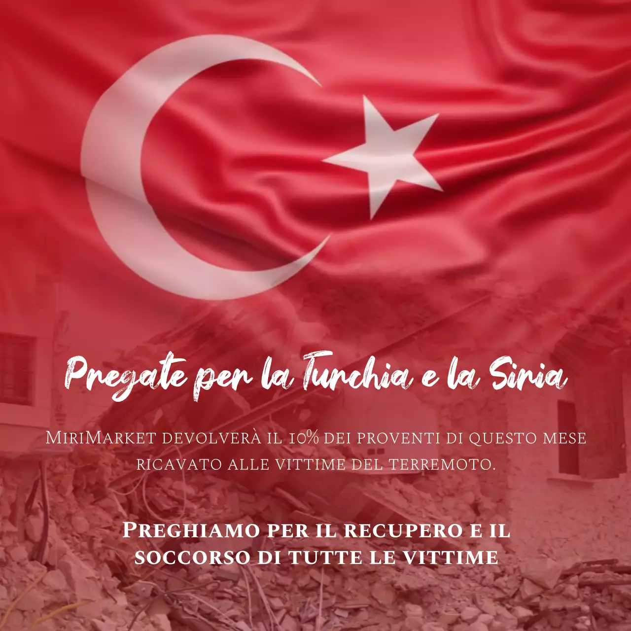 Annuncio rosso di cordoglio per il terremoto