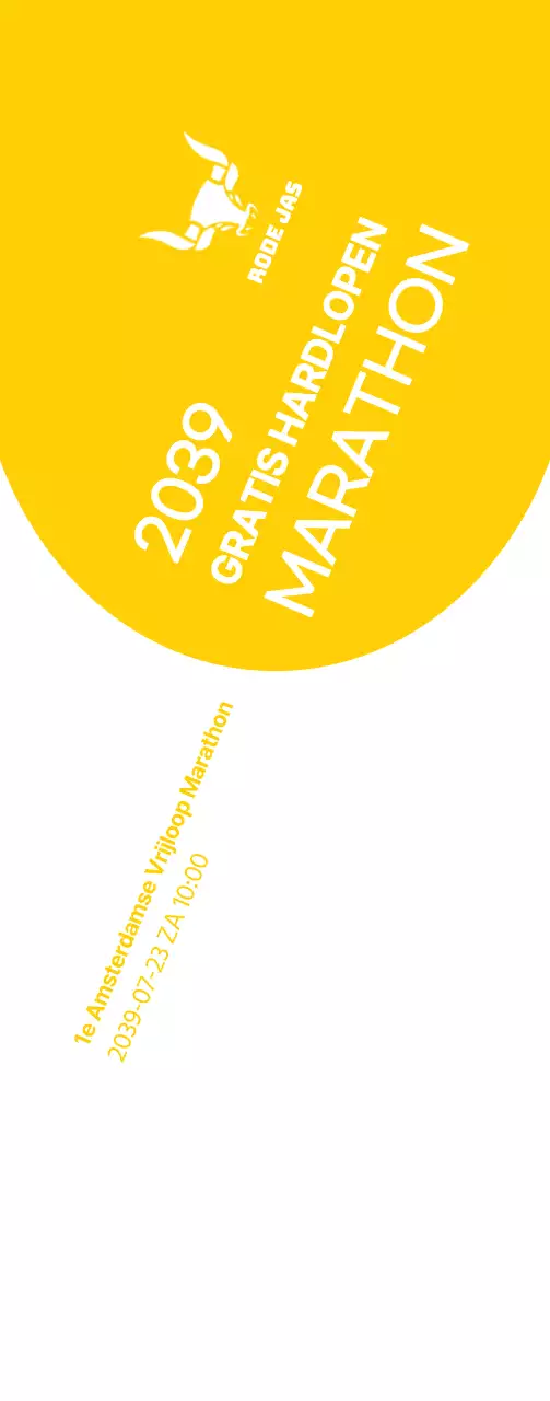 Eenvoudige stijl in geel en wit voor marathoninformatie en promotie