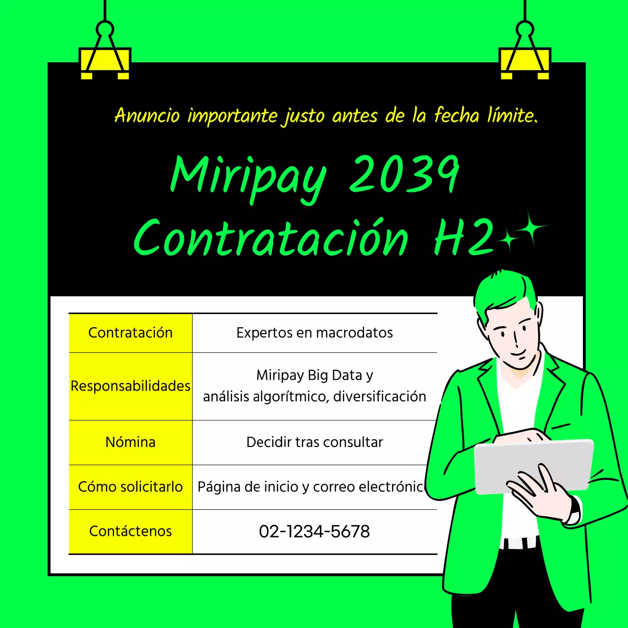 Recomendaciones de trabajo para empresas de TI en verde lima y amarillo fluorescente