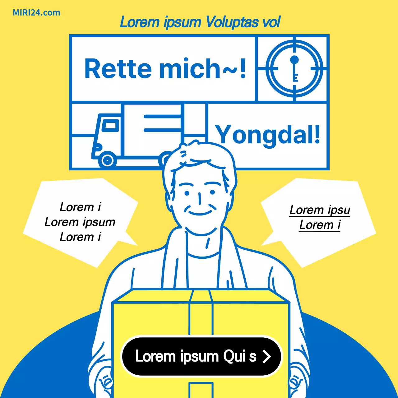 Gelbe blaue Linie Illustration niedlichen Umzug Unternehmen Führer