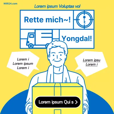 Gelbe blaue Linie Illustration niedlichen Umzug Unternehmen Führer