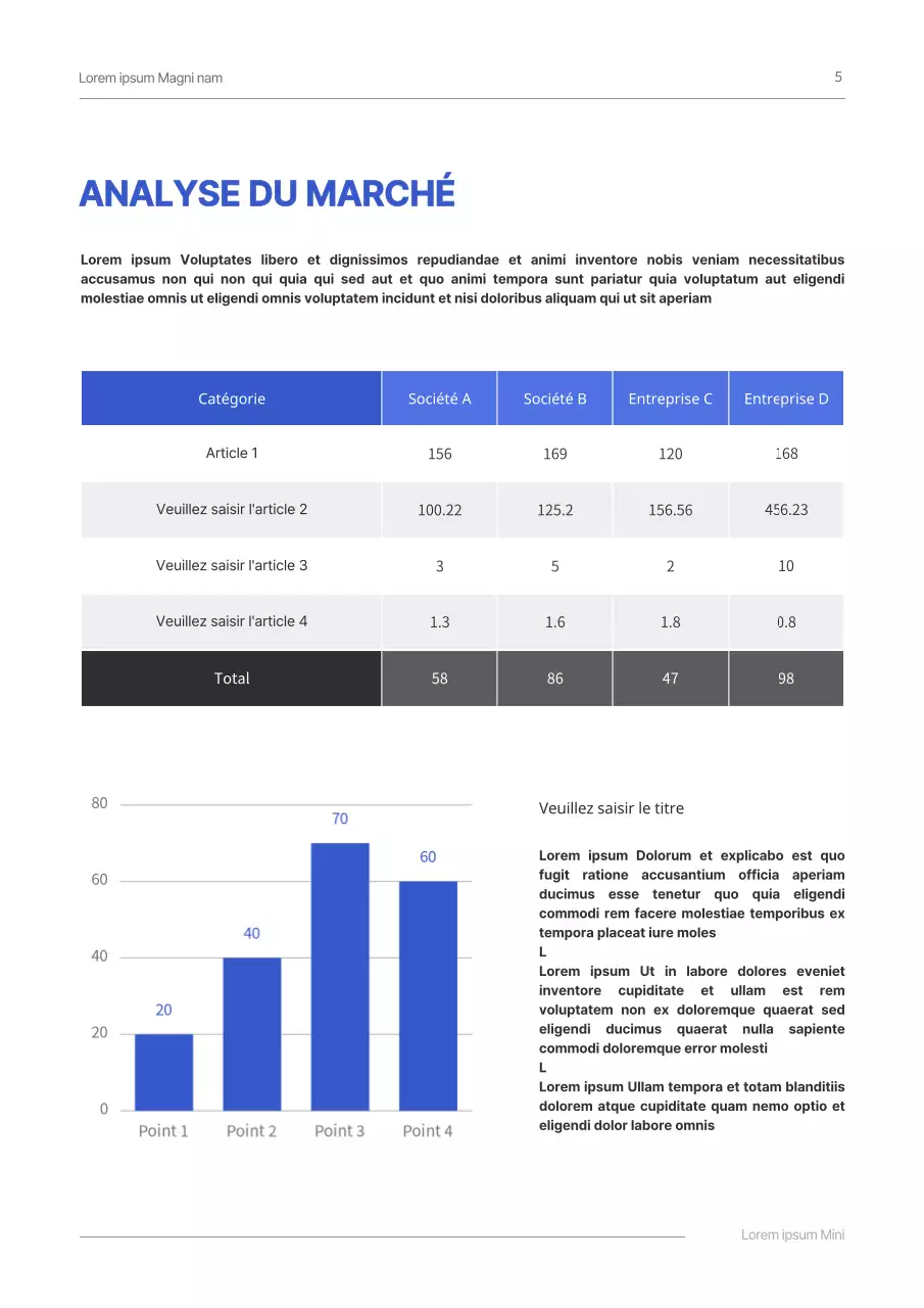 Proposition commerciale simple en bleu