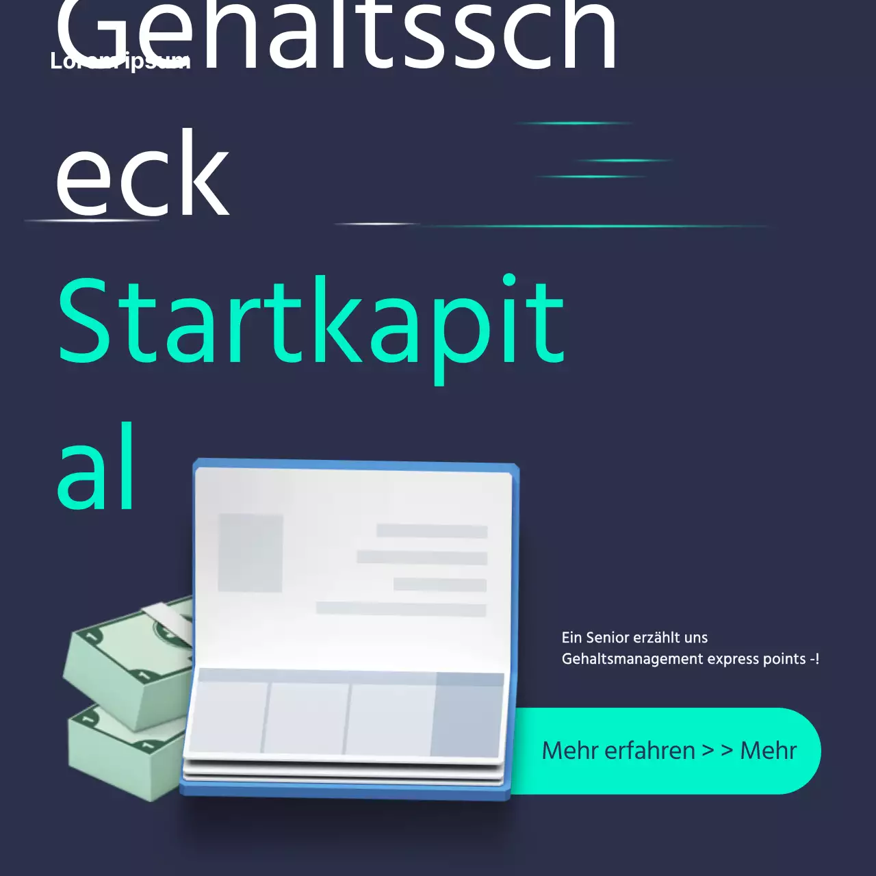 Navy Mint Neat Social Anfänger Finanzielle Bildung CardNews